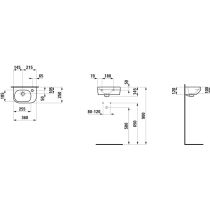 LAUFEN LUA Umývadielko, s armatúrnou doskou vpravo s jedným otvorom pre batériu vpravo s prepadom, 360x250 mm, farba Biela LCC, H8150804001061