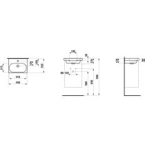 LAUFEN LUA Umývadielko bez otvrou pre batériu s prepadom, 450x350 mm, farba Biela, H8150810001091