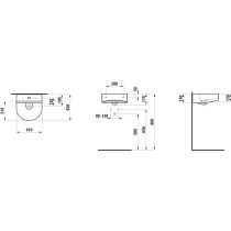 LAUFEN SONAR Umývadielko s armatúrnou doskou s jedným otvorom pre batériu uprostred s prepadom, SaphirKeramik, 410x420 mm, farba Biela matná, H8153417571041