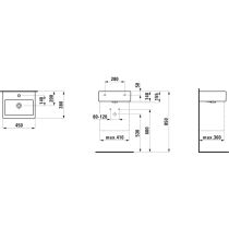 LAUFEN LIVING BY LAUFEN Umývadielko s jedným otvorom pre batériu uprostred s prepadom, 450x380 mm, farba Biela, H8154320001041