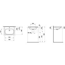 LAUFEN LUA Umývadlo, brúsená spodná hrana bez otvrou pre batériu, bez prepadu a bez otvoru v odtokovom ventile, 550x460 mm, farba Biela, H8160820001421