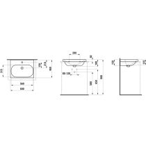 LAUFEN LUA Umývadlo, brúsená spodná hrana bez otvrou pre batériu, bez prepadu a bez otvoru v odtokovom ventile, 600x460 mm, farba Biela, H8160830001421