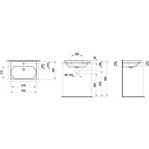 LAUFEN LUA Umývadlo, brúsená spodná hrana bez otvrou pre batériu s prepadom, 650x460 mm, farba Biela LCC, H8160844001091