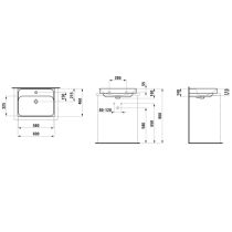 LAUFEN MEDA Umývadlo, brúsená spodná časť umývadla s jedným otvorom pre batériu, bez prepadu, 600x460 mm, farba Biela LCC, H8161134001111