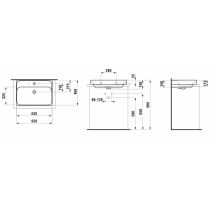 LAUFEN MEDA Umývadlo, brúsená spodná časť umývadla s jedným otvorom pre batériu, bez prepadu, 650x460 mm, farba Grafit mat, H8161147581111