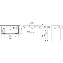 LAUFEN MEDA Umývadlo, odkladacia plocha vpravo a vľavo, brúsená spodná časť umývadla s jedným otvorom pre batériu, bez prepadu, 1000x460 mm, farba Biela LCC, H8161194001111