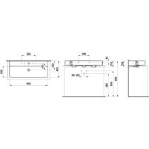 LAUFEN VAL Umývadlo, brúsená spodná hrana s tromi otvormi pre batériu, bez prepadu, SaphirKeramik, 950x420 mm, farba Biela, H8162870001581