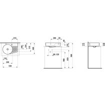 LAUFEN VAL Umývadlo, brúsená spodná časť, s armatúrnou doskou a so zníženou odkladacou plochou s reliéfom vpravo s jedným otvorom pre batériu vpravo s prepadom, SaphirKeramik, 530x400 mm, farba Biela matná, H8162887571061
