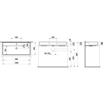 LAUFEN Kartell LAUFEN Umývadlo, brúsená spodná hrana s dvoma otvormi pre dve batérie s prepadom, SaphirKeramik, 1000x460 mm, farba Biela LCC, H8163374001071