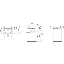 LAUFEN SONAR Umývadielko, brúsená spodná hrana s jedným otvorom pre batériu uprostred s prepadom, SaphirKeramik, 410x420 mm, farba Biela, H8163410001041