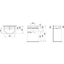 LAUFEN SONAR Umývadlo, brúsená spodná hrana s tromi otvormi pre batériu s prepadom, SaphirKeramik, 600x420 mm, farba Biela, H8163420001081