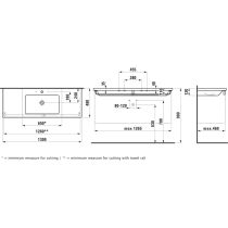 LAUFEN LIVING BY LAUFEN Umývadlo s jedným otvorom pre batériu, bez prepadu, 1300x480 mm, farba Biela, H8164350001111