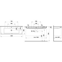LAUFEN LIVING BY LAUFEN Dvojumývadlo do nábytku s dvoma otvormi pre batériu, bez prepadu, 1300x480 mm, farba Biela LCC, H8164364001151