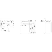 LAUFEN PALOMBA COLLECTION Umývadlová misa, bez priepadu bez otvoru pre batériu, bez prepadu, 520x380 mm, farba Biela, H8168020001121