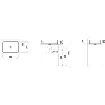 LAUFEN SAVOY Umývadlová misa bez otvoru pre batériu, bez prepadu, 550x380 mm, farba Čierna matná, H8169447161121