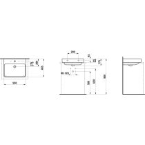 LAUFEN LAUFEN PRO S Umývadlo, brúsená spodná hrana s tromi otvormi pre batériu s prepadom, 550x465 mm, farba Biela LCC Active, H816962A001081