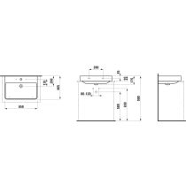 LAUFEN LAUFEN PRO S Umývadlo, brúsená spodná hrana bez otvrou pre batériu s prepadom, 650x465 mm, farba Biela LCC, H8169644001091