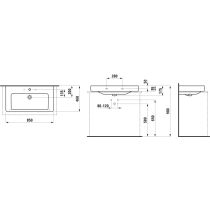 LAUFEN LAUFEN PRO S Umývadlo, brúsená spodná hrana s tromi otvormi pre batériu s prepadom, 850x465 mm, farba Biela, H8169650001081
