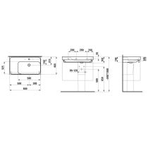 LAUFEN MEDA Umývadlo, odkladacia plocha vľavo s tromi otvormi pre batériu s prepadom, 800x460 mm, farba Biela, H8171150001081