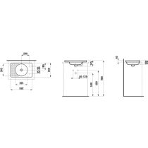 LAUFEN VAL Zápustné umývadlo bez otvrou pre batériu s prepadom, SaphirKeramik, 550x360 mm, farba Biela matná, H8172817571091