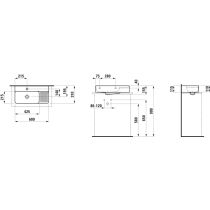 LAUFEN VAL Umývadlo, compact, brúsená spodná časť, so zníženou odkladacou plochou s reliéfom vpravo bez otvrou pre batériu s prepadom, SaphirKeramik, 600x310 mm, farba Biela matná, H8172857571091