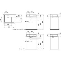 LAUFEN Kartell LAUFEN Umývadlo so skrytým odpadom, odkladacia plocha vpravo, brúsená spodná časť bez otvoru pre batériu, bez prepadu, SaphirKeramik, 600x460 mm, farba Čierna matná, H8183347161121