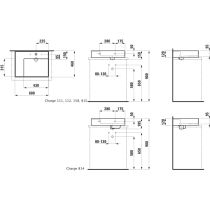 LAUFEN Kartell LAUFEN Umývadlo so skrytým odpadom, odkladacia plocha vľavo, brúsená spodná časť s jedným otvorm pre batériu uprostred a jedným otvorom vpravo, bez prepadu, SaphirKeramik, 600x460 mm, farba Grafit mat, H8183357588151