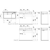 LAUFEN Kartell LAUFEN Umývadlo so skrytým odpadom, odkladacia plocha vpravo, brúsená spodná časť s tromi otvormi pre batériu, bez prepadu, SaphirKeramik, 900x460 mm, farba Biela, H8183380001581