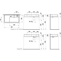LAUFEN Kartell LAUFEN Umývadlo so skrytým odpadom, odkladacia plocha vľavo, brúsená spodná časť bez otvoru pre batériu, bez prepadu, SaphirKeramik, 900x460 mm, farba Biela matná, H8183397571121