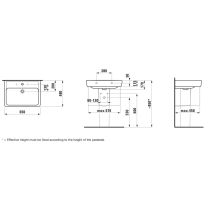 LAUFEN LAUFEN PRO Umývadlo bez otvrou pre batériu s prepadom, 650x480 mm, farba Biela, H8189530001091