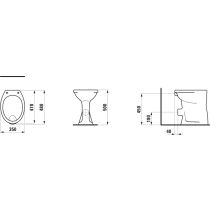 LAUFEN ALBONOVA, Stacionárne WC, ploché splachovanie, vodorovný odpad, sedacia výška, Biela 000, 480x350 mm, H8219900000001