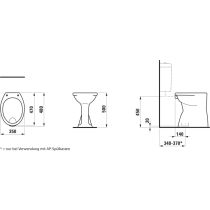 LAUFEN ALBONOVA, Stacionárne WC, ploché splachovanie, zvislý odpad, sedacia výška, Biela 000, 480x350 mm, H8219980000001