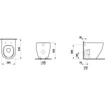 LAUFEN LAUFEN PRO, Stacionárne WC Rimless, hlboké splachovanie, VARIO odpad, 70 - 110 mm, splachovanie 4,5/3 l, Biela LCC Active A00, 530x360 mm, H822956A000001