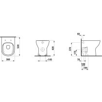 LAUFEN LUA, Stacionárne WC, Rimless, hlboké splachovanie, vodorovný/zvislý odpad Vario, Biela 000, 520x360 mm, H8230820000001
