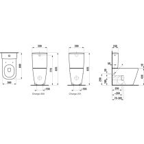 LAUFEN MEDA, WC kombi, 'Silent flush', Rimless, hlboké splachovanie, vodorovný/zvislý odpad Vario 70 - 305 mm, Biela LCC 400, 680x360 mm, H8241114002311