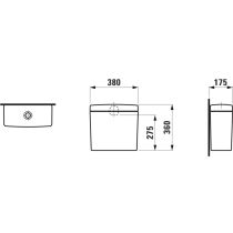 LAUFEN LAUFEN PRO, Nádrž, zadný prívod vody (uprostred), Biela LCC Active A00, 380x175 mm, H826951A009711