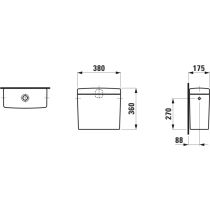 LAUFEN LAUFEN PRO, Nádrž, s vnútornou armatúrou Geberit TWICO II Dual Flush, Biela LCC Active A00, 380x175 mm, H826952A009721