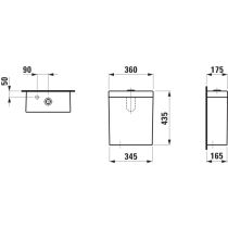 LAUFEN PALOMBA COLLECTION, Nádrž, spodný prívod vody vľavo, Biela matná 757, 360x175 mm, H8288037579731
