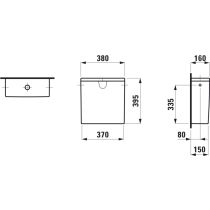 LAUFEN Kartell LAUFEN, Nádrž, prívod vody bočný (vľavo alebo vpravo), Biela LCC Active A00, 380x160 mm, H829332A009721