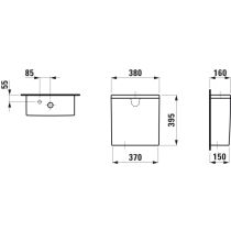 LAUFEN Kartell LAUFEN, Nádrž, pripojenie vody dole vľavo, Biela matná 757, 380x160 mm, H8293337579731