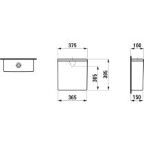 LAUFEN LAUFEN PRO, Nádrž, zadný prívod vody (uprostred), Biela 000, 375x160 mm, H8299510009711