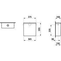 LAUFEN LAUFEN PRO, Nádrž, prívod vody bočný (vľavo alebo vpravo), Biela 000, 375x160 mm, H8299520009721
