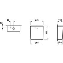 LAUFEN LAUFEN PRO, Nádrž, pripojenie vody dole vľavo, Biela LCC Active A00, 375x160 mm, H829953A009731