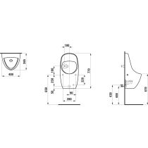 LAUFEN TAMARO Odsávací pisoár rimless so senzorom, bez otvorov pre poklop, vnútorný odtok vody DN50, vrátane 1-litrového sifónu, antivandal, sieťové napájanie (230 V) vrátane Bluetooth modulu, H8411250004011
