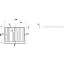 LAUFEN MERANO E Keramická sprchová vanička, obdĺžniková, 1000x800x55 mm, Biela / protišmyková 600, H8559566000001