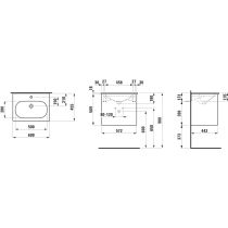 LAUFEN LUA Umývadlo slim so skrinkou 'Lani' 60 cm, s 2 zásuvkami, 600x455x525 mm, Biela matná 260, H8600832601041