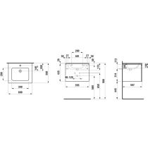 LAUFEN LAUFEN PRO S Umývadlo so skrinkou so zásuvkou + vnútornou zásuvkou, 600x500x460 mm, Wenge 423, H8609624231041