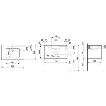 LAUFEN LAUFEN PRO S Umývadlo so skrinkou so zásuvkou + vnútornou zásuvkou, 800x500x460 mm, Biela 475, H8609644751041