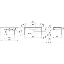 LAUFEN LAUFEN PRO S Umývadlo so skrinkou so zásuvkou, 1000x500x460 mm, Biela lesklá 479, H8609654791041