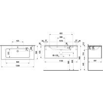 LAUFEN LAUFEN PRO S Umývadlo so skrinkou s 1 zásuvkou, 1200x500x460 mm, Biela lesklá 479, H8609674791041